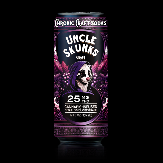 25 Mg D9 | Grape | Uncle Skunks | 12oz | Chronic Craft Soda