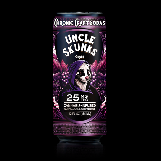 25 Mg D9 | Grape | Uncle Skunks | 12oz | Chronic Craft Soda