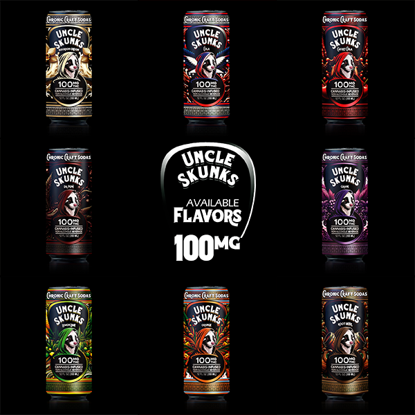 100 Mg D9 | All 8 Flavor Pack | Uncle Skunks | 12oz | Chronic Craft Sodas